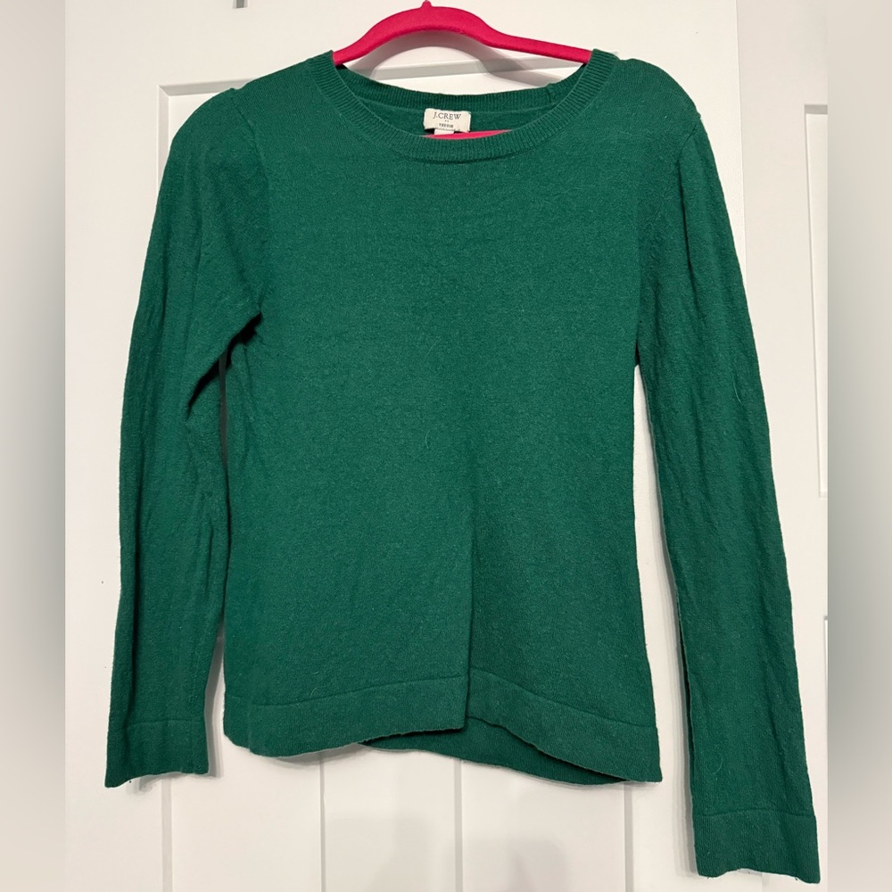 J. Crew Women's Emerald Green Teddie Crew Neck Sweater